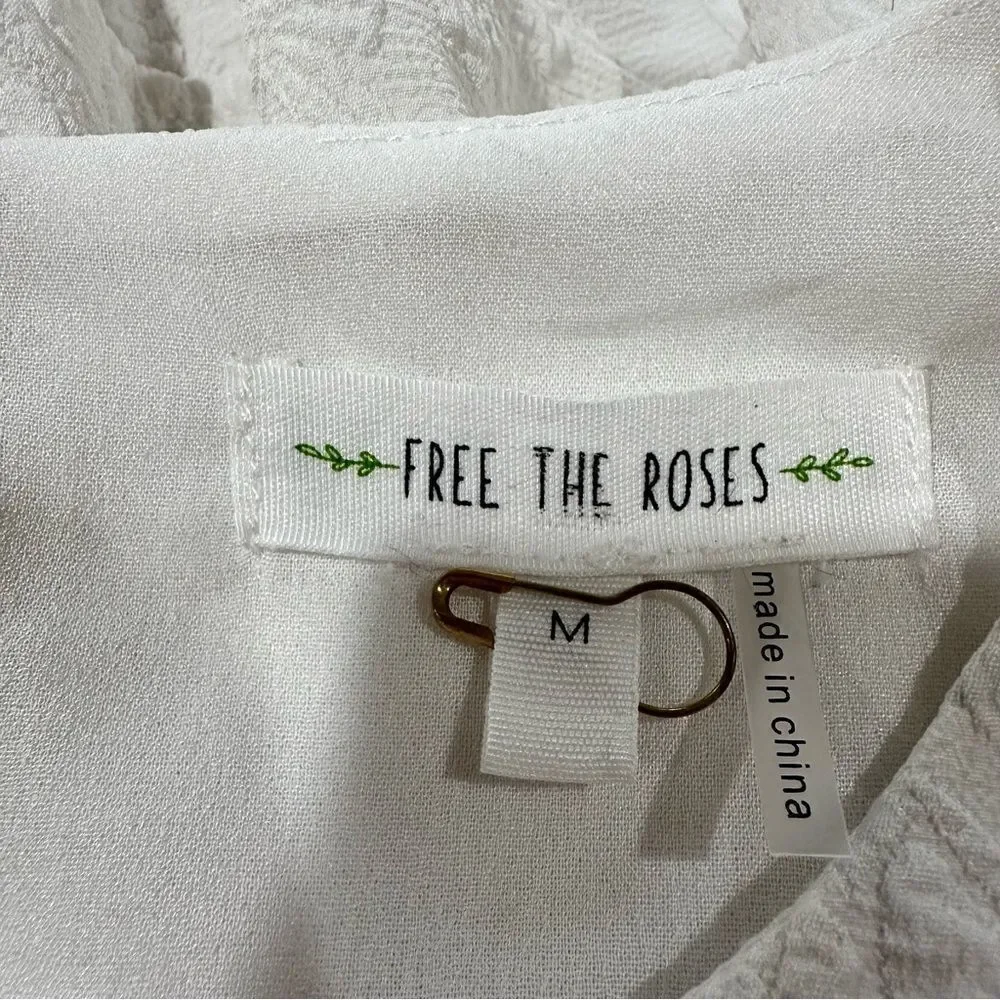 Anthropologies Free the Roses White Rose Tiered Blouse Size M